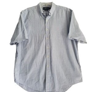 Ralph Lauren Shirt Mens XL Blue White Striped‎ Seersucker Beachy Summer Classic